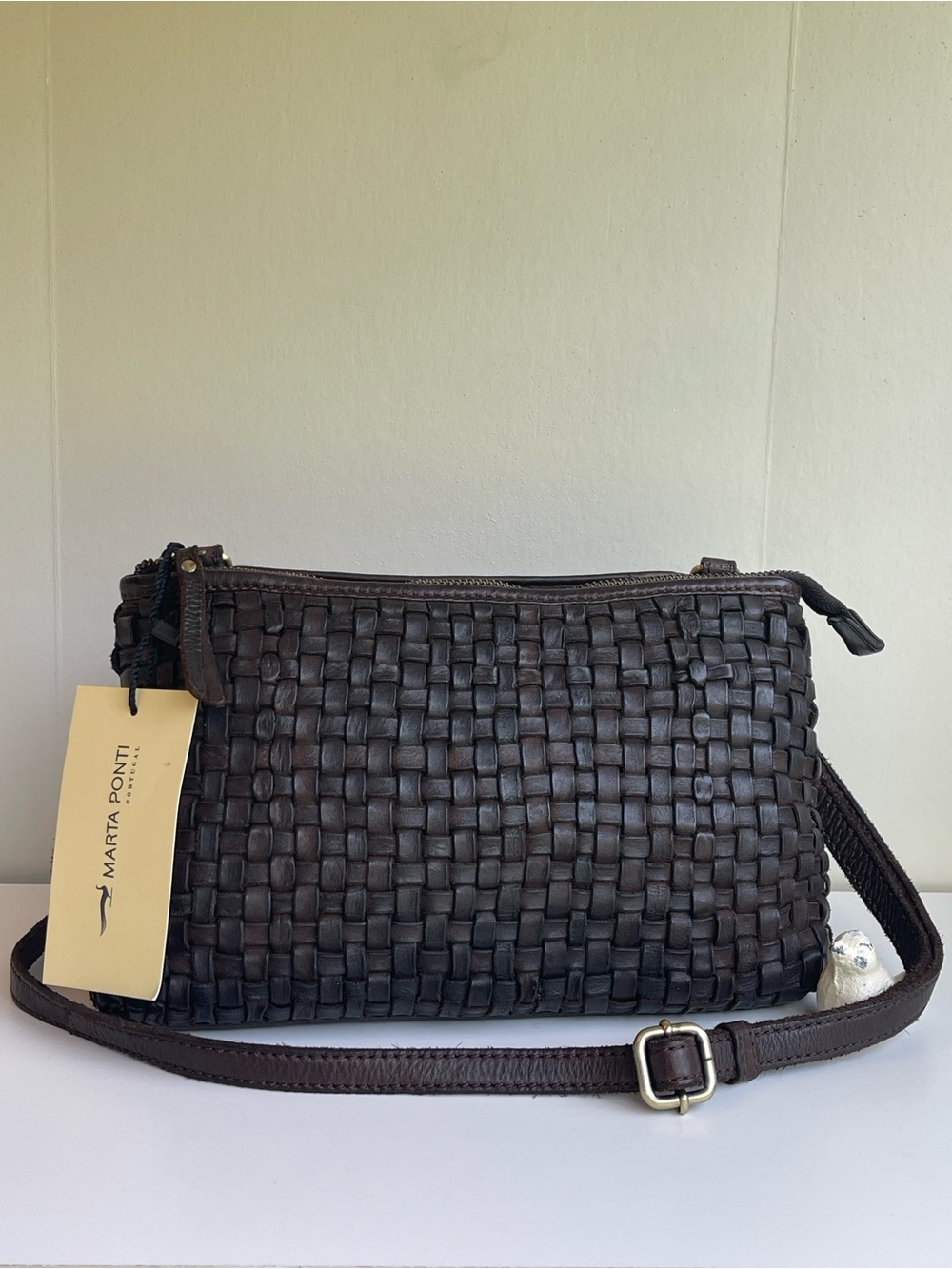 Marta Ponti Woven Genuine Leather Crossbody Bag New With Tag 🏷️